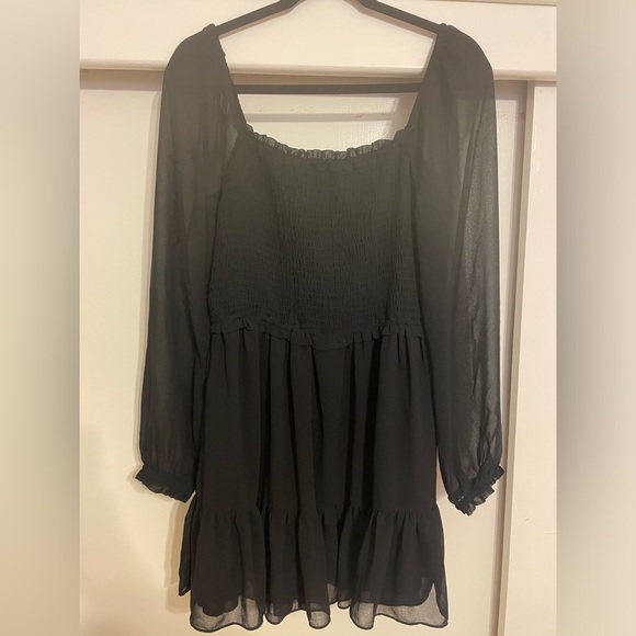 1. State Smocked Ruffle Hem Black mini dress - Picture 6 of 6